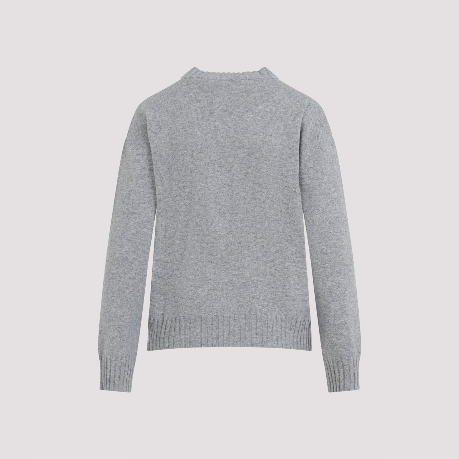 Fabiana Filippi Wool-cashmere Blend Sweater With Ribbed Hem In Gray
