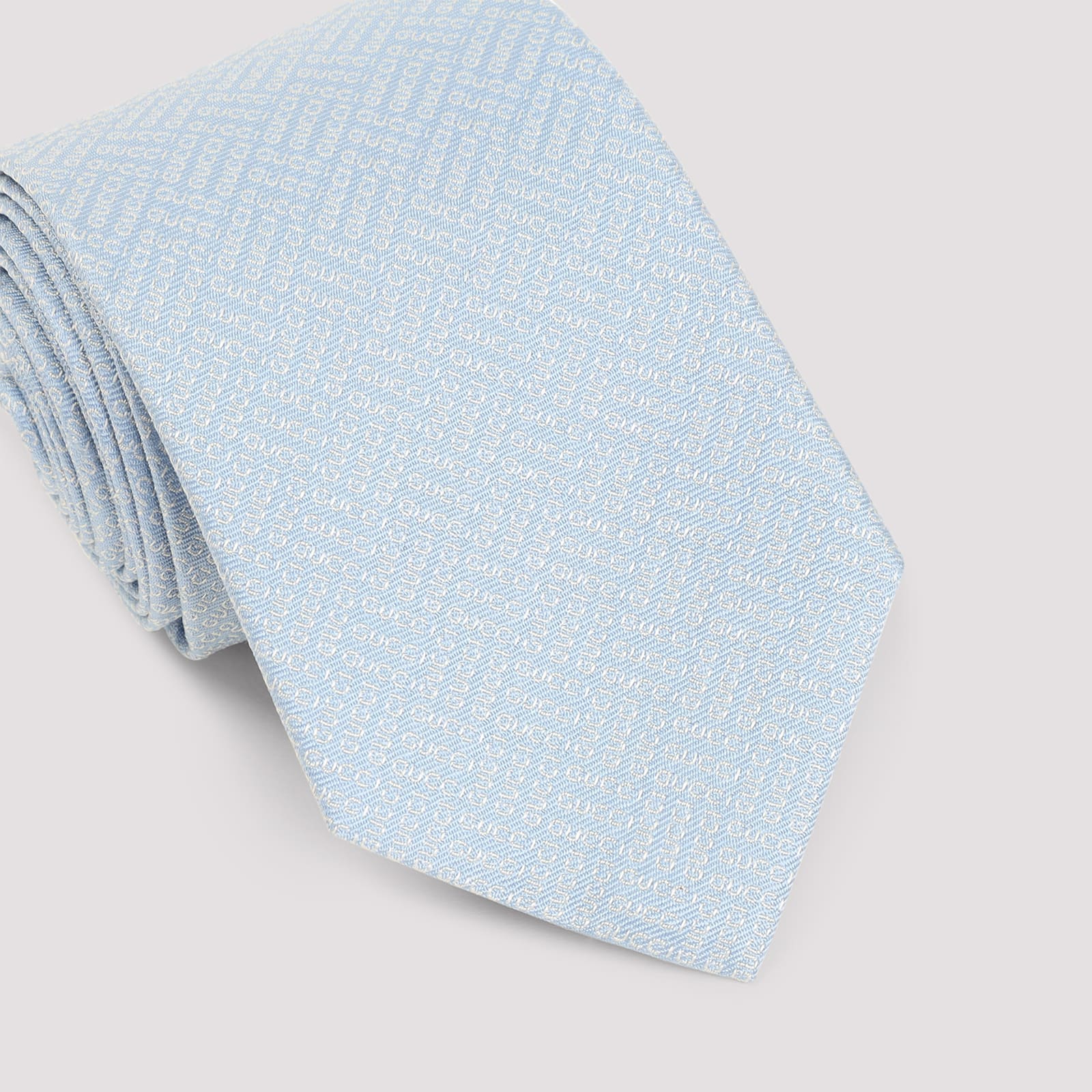Gucci Adjustable Patterned Silk Tie With Smooth Texture In Blue