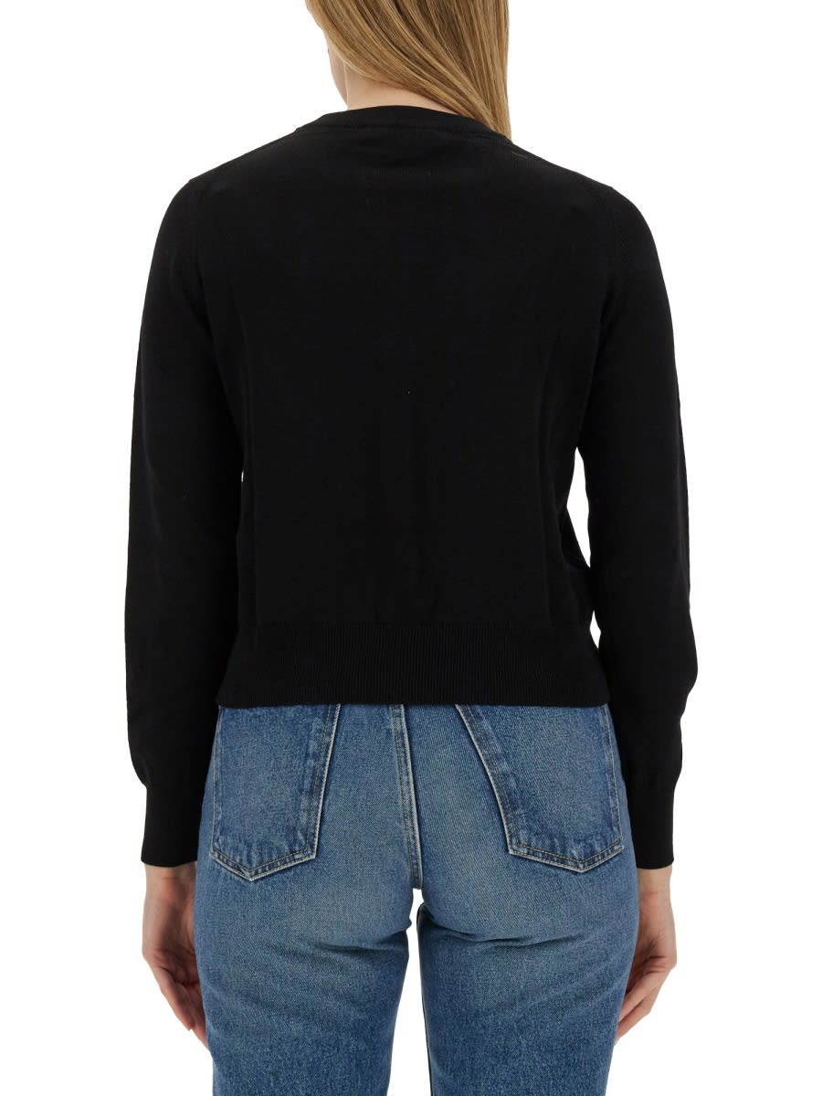 Shop Maison Kitsuné Fox Patch Cardigan In Black