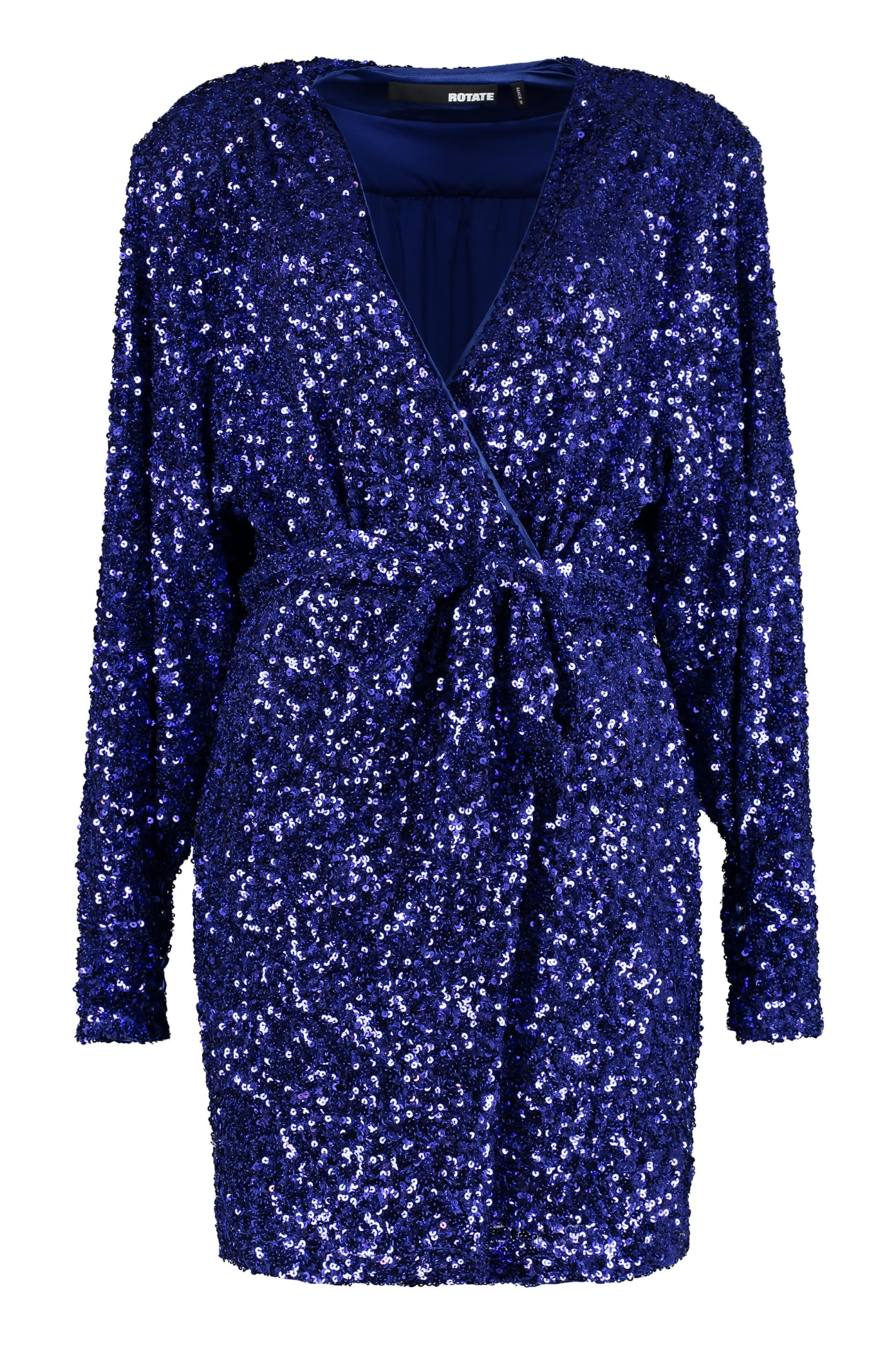 Shop Rotate Birger Christensen Sequined Wrap-dress In Blue