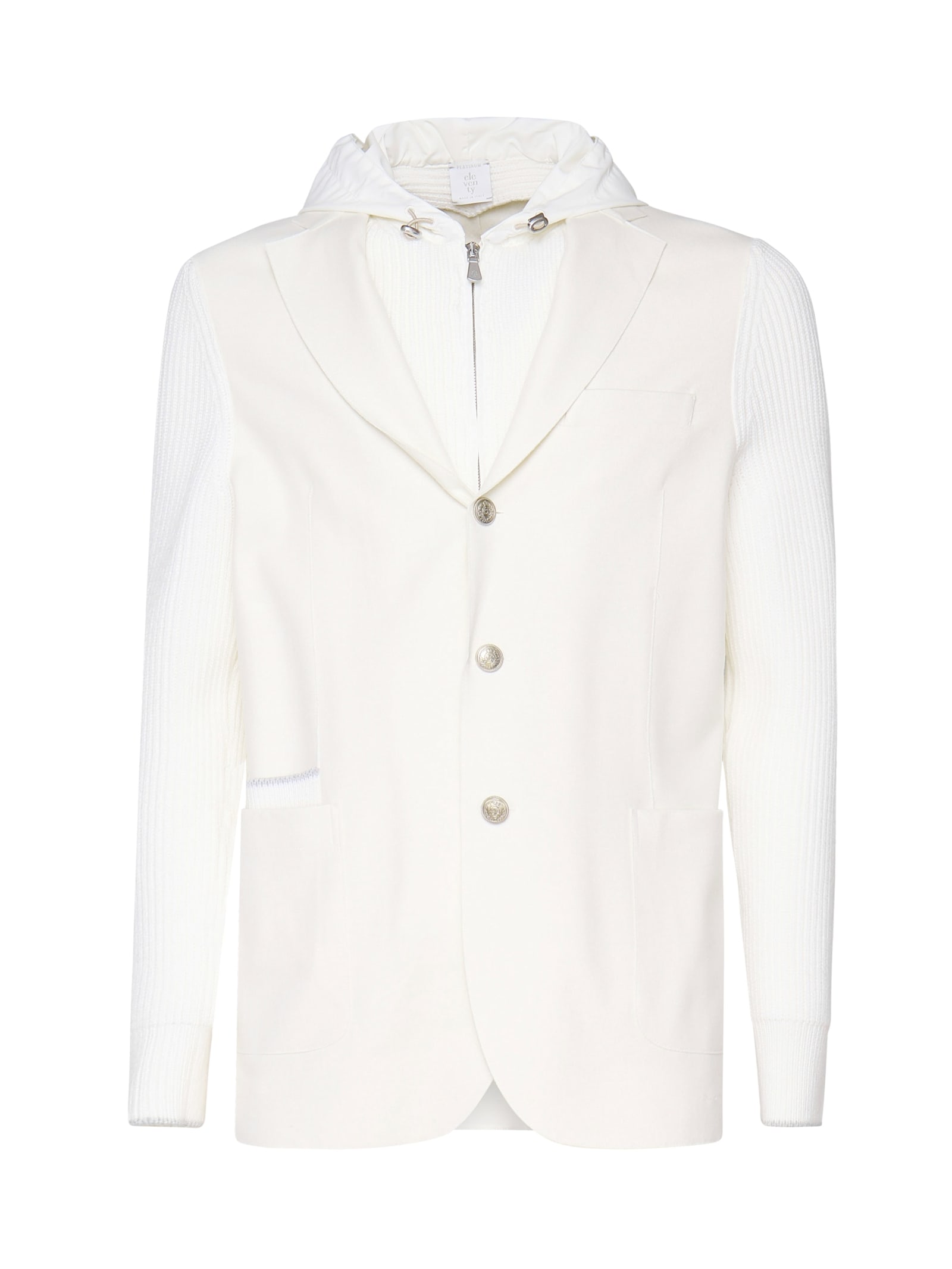 Shop Eleventy Bib Jacket In Double Style In Bianco, Avorio E Avorio