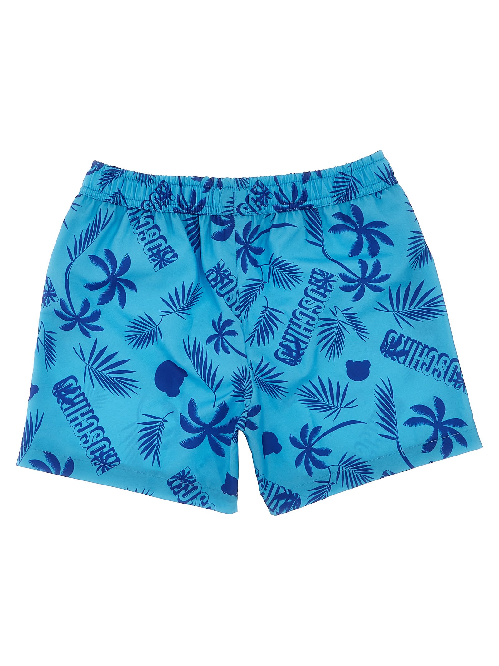 Shop Moschino All Over Print Swimsuit In Light Blue