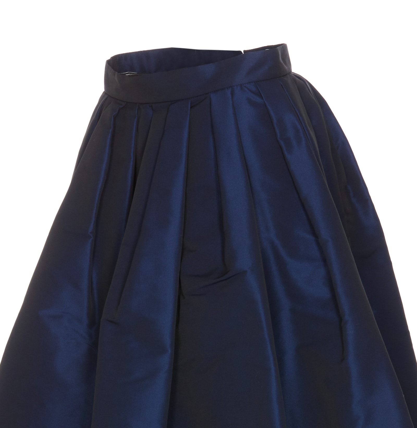 Shop Alexander Mcqueen Pleated Midi Skirt In Electric Navy