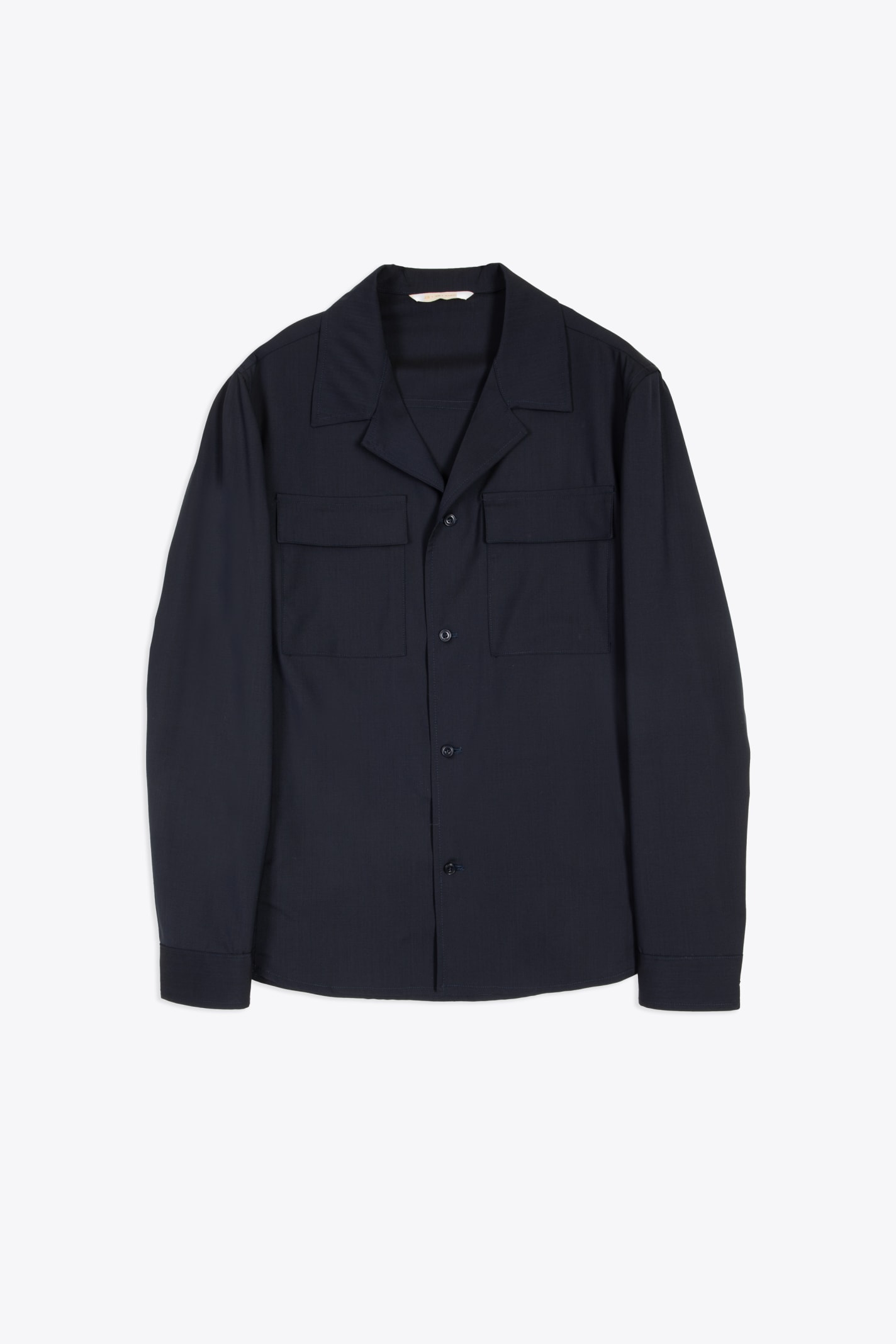 Giacca Blue tailored shirt with camp collar and long sleeves - John