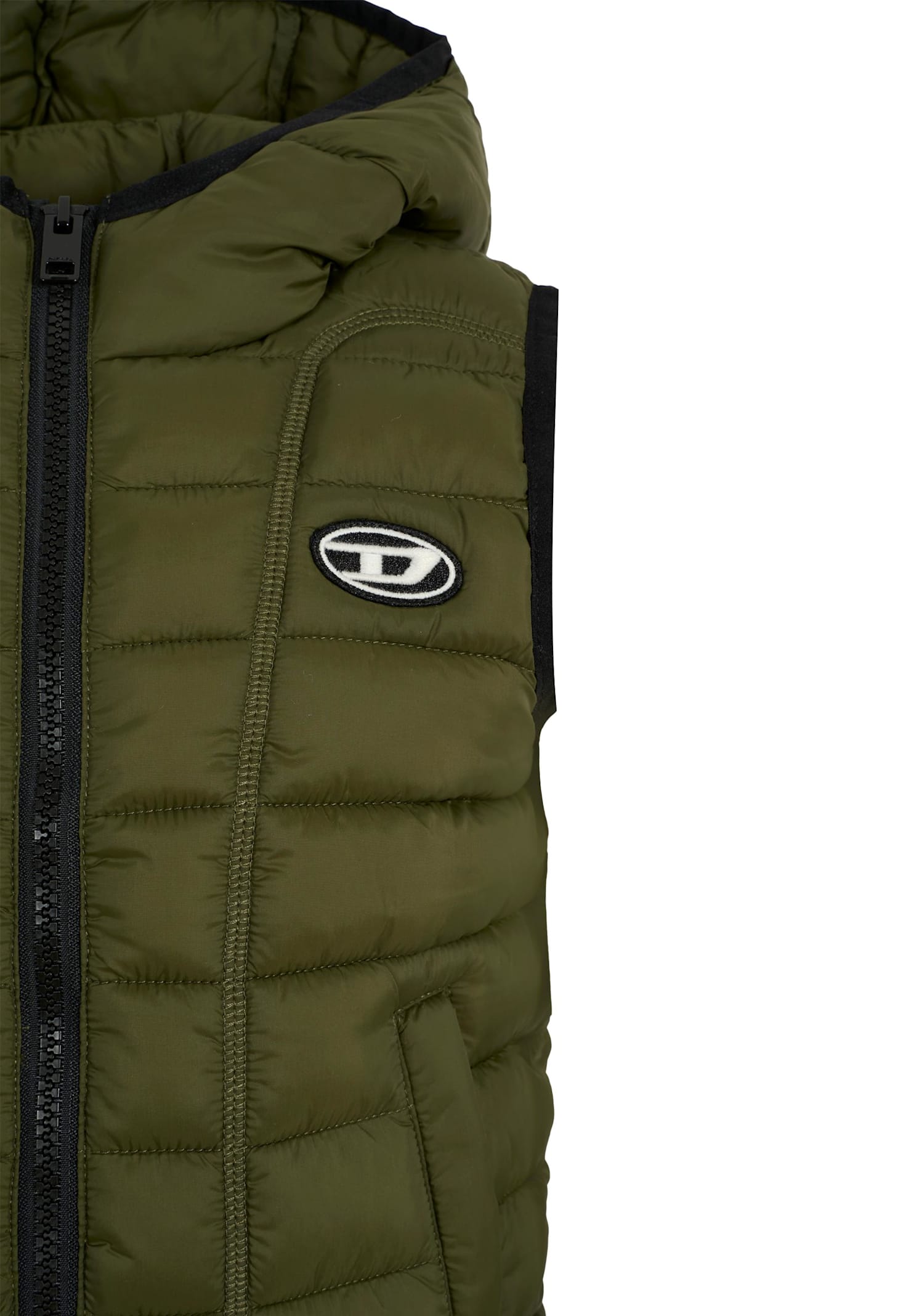 Diesel Green Vest For Boy With Logo In Green