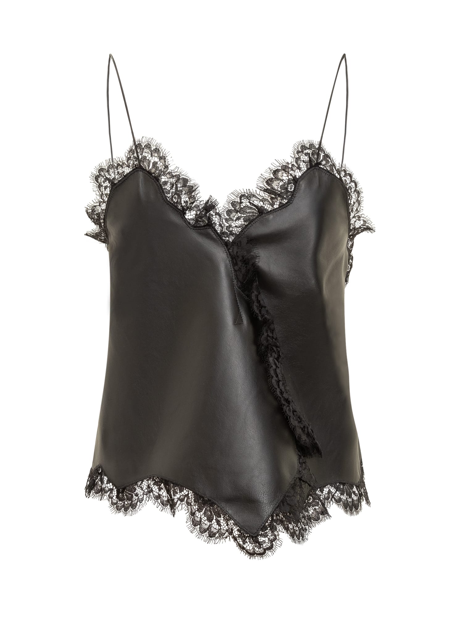 Nappa Leather And Lace Top