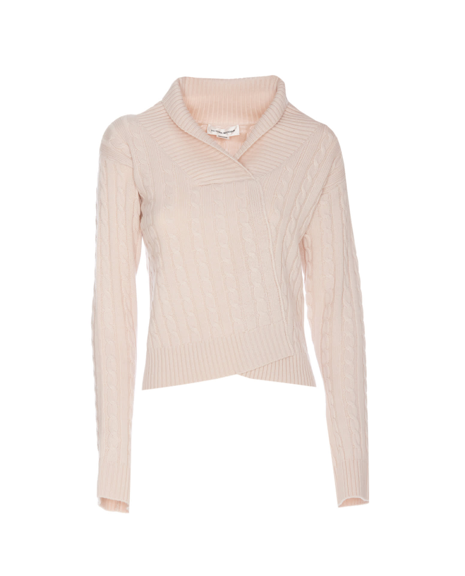 Shop Victoria Beckham Wrap Knitted Sweater In Beige