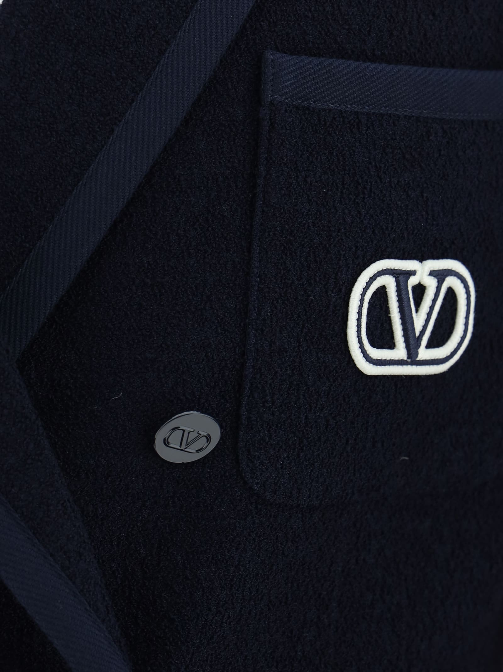 Shop Valentino Blazer Jacket In Navy