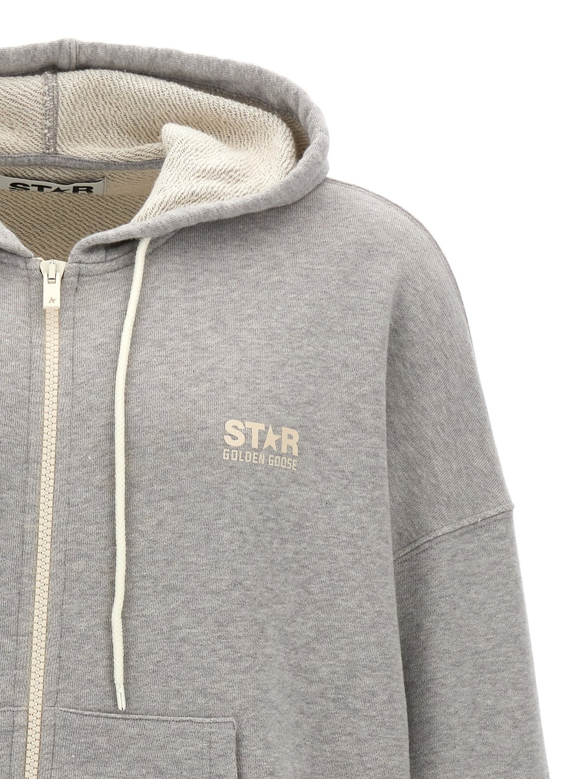 Shop Golden Goose Michael Zip-up Drawstring Hoodie In Grey