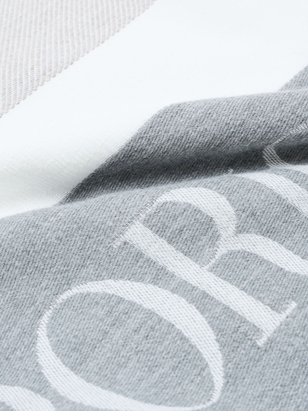 Emporio Armani Stole With Stripes And Fringed Edges In Gray