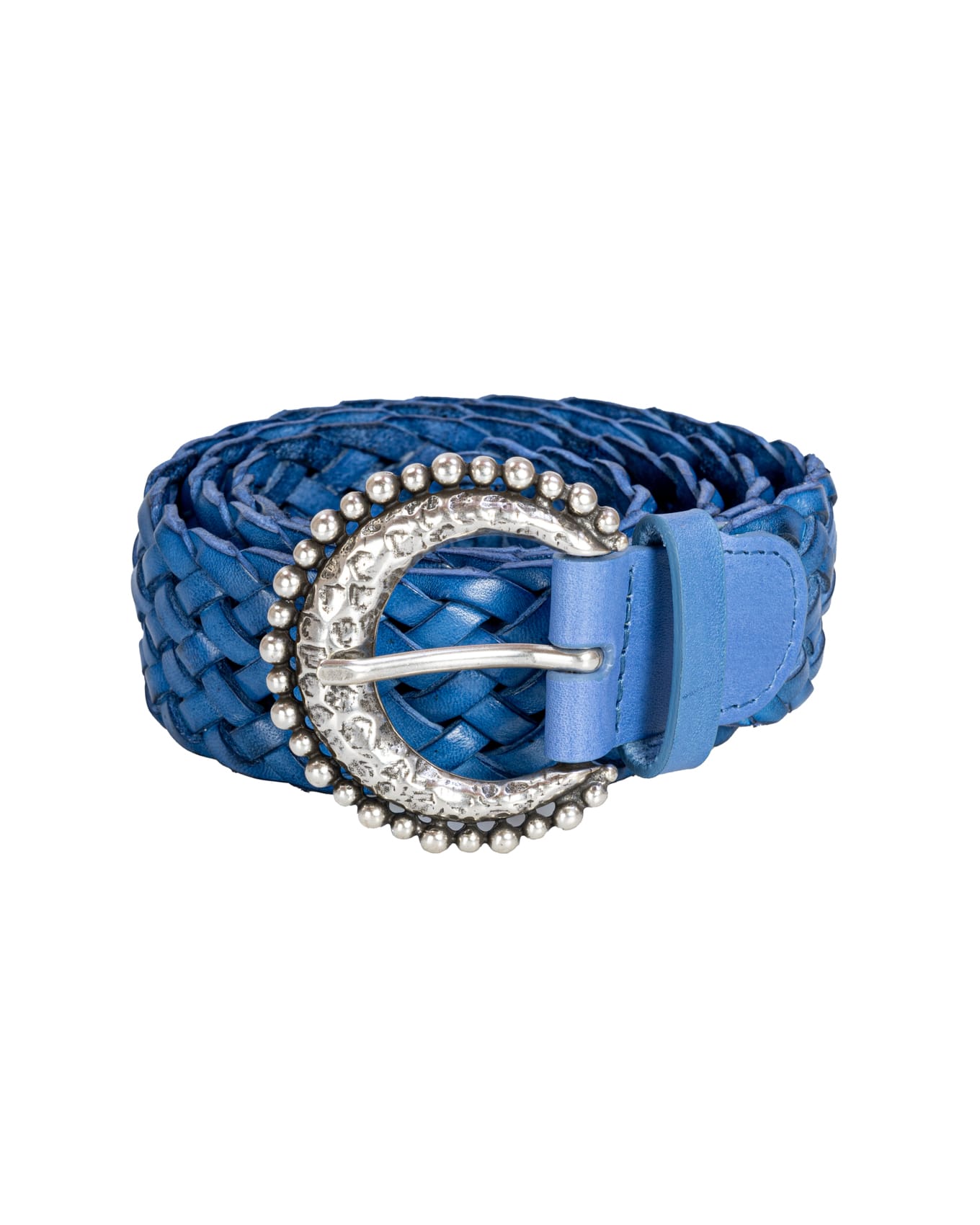 ORCIANI Masculine leather belt with ethnic buckle. , color Blue