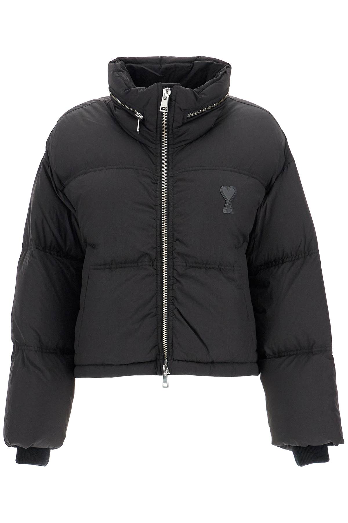 Shop Ami Alexandre Mattiussi Down Jacket With Logo Patch In Noir (black)