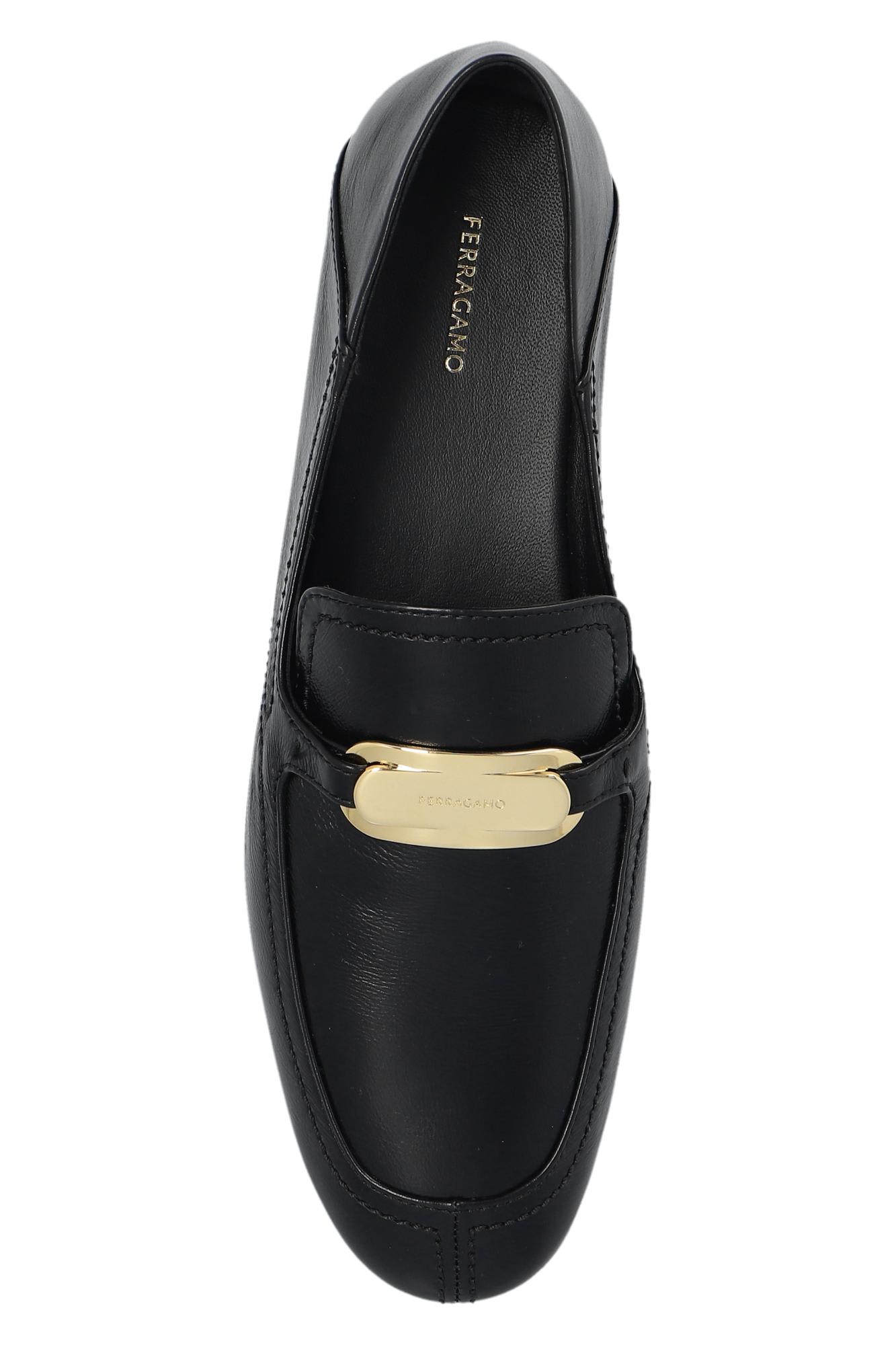 Shop Ferragamo Elaine Loafers Shoes In Nero