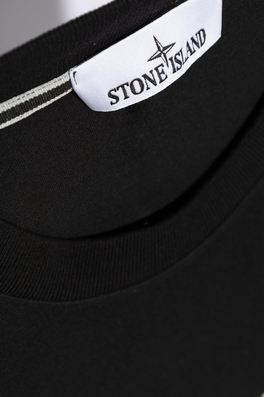 Shop Stone Island Logo Printed Crewneck T-shirt In Black