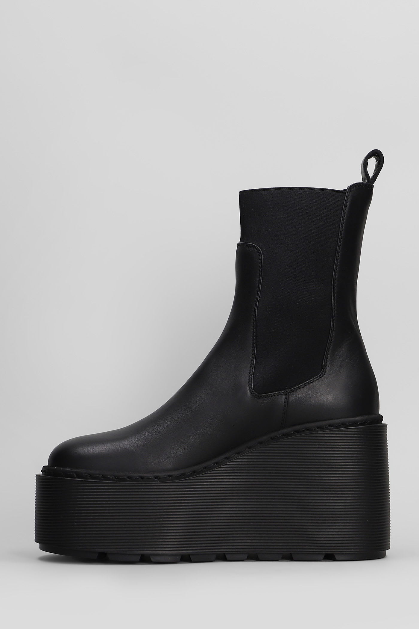 Vic Matie Elodie 101 High Heels Ankle Boots In Black Leather In Black