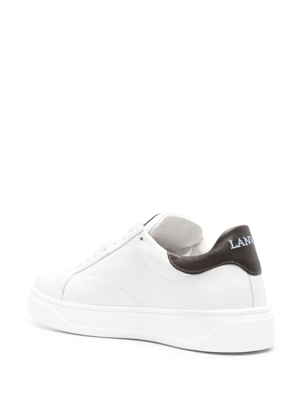 Shop Lanvin Ddb0 Sneaker With Contrasted Embroideries In White Brown