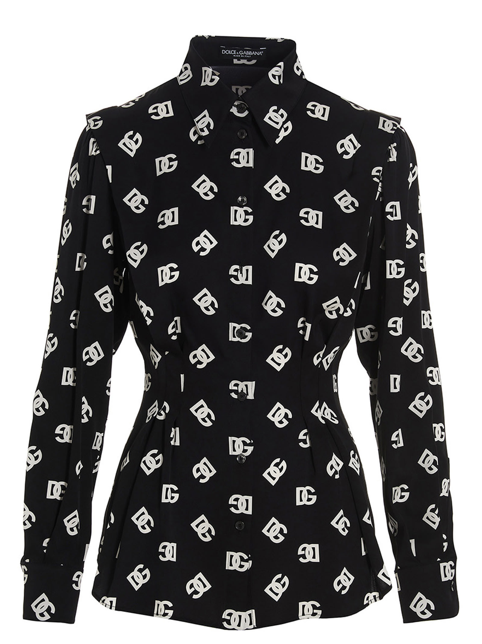 Shop Dolce & Gabbana All-over Logo Shirt In White/black
