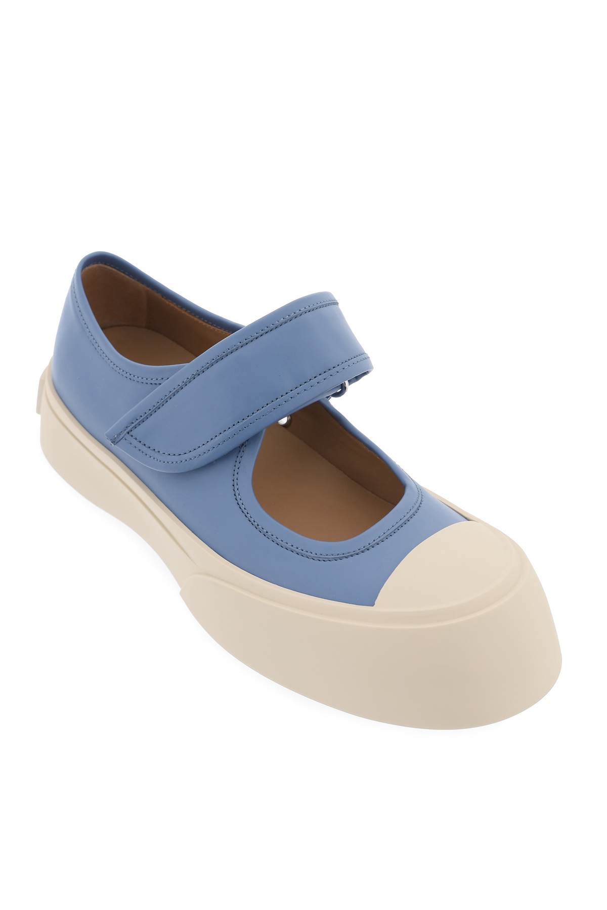 Shop Marni Pablo Mary Jane Nappa Leather Sneakers In Opal (blue)