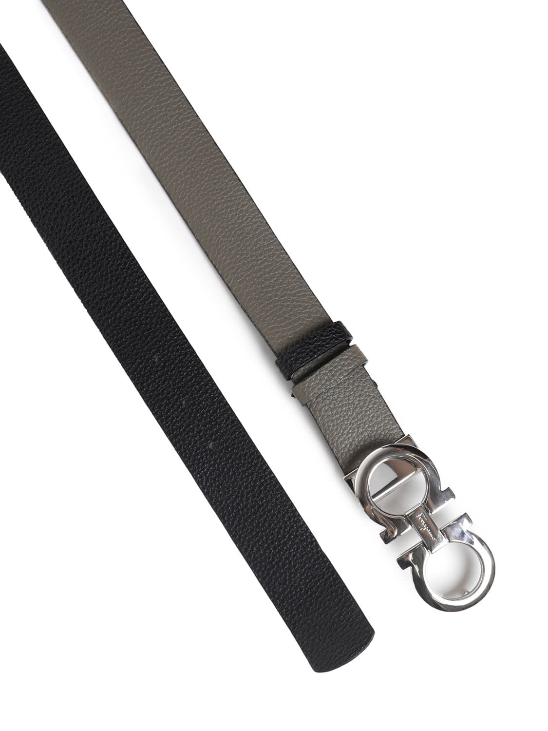 Shop Ferragamo Tumbled Leather Belt With Metal Gancio In Army