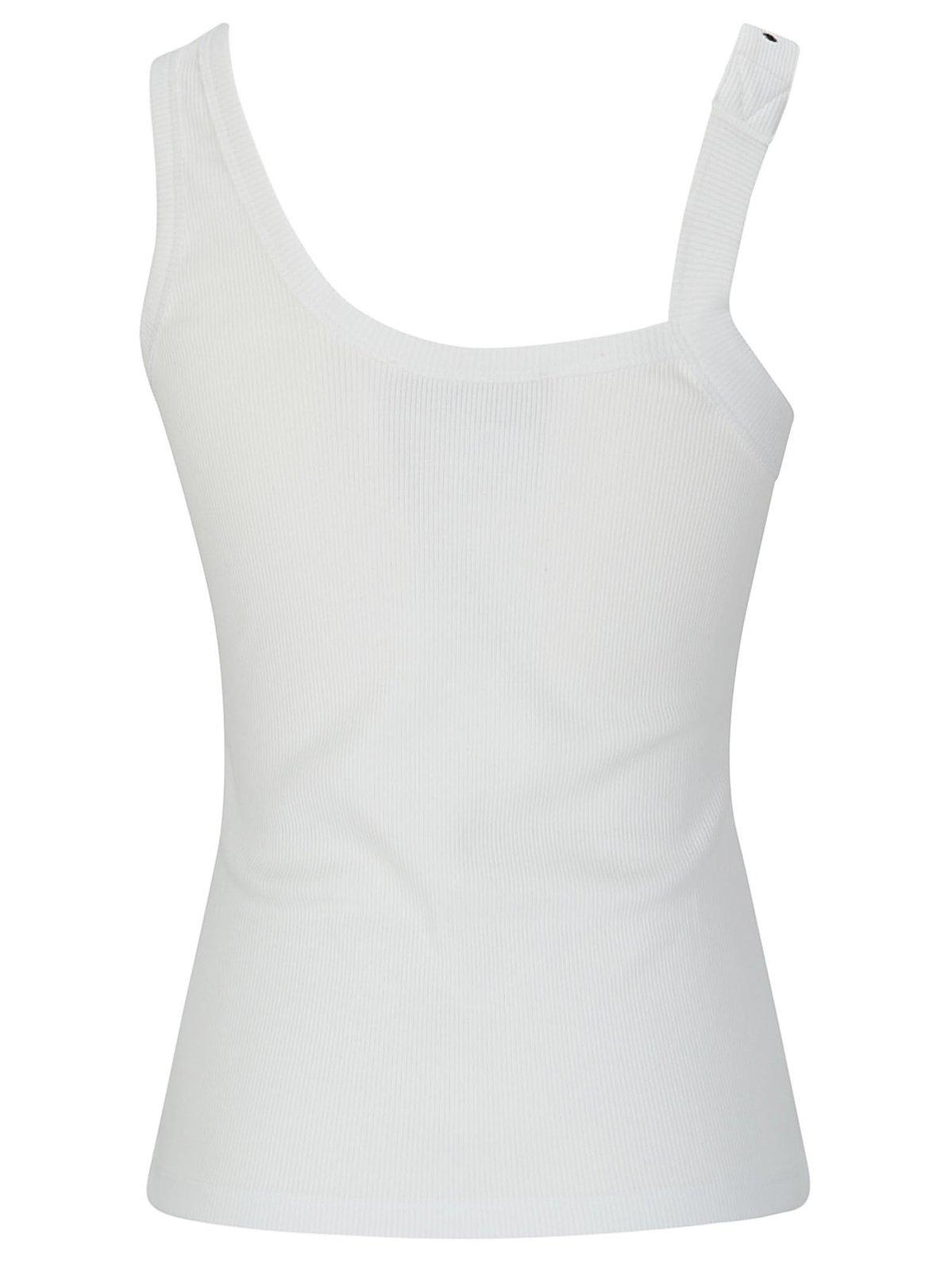 Shop Versace Jeans Couture Buckle-embellished Tank Top In White