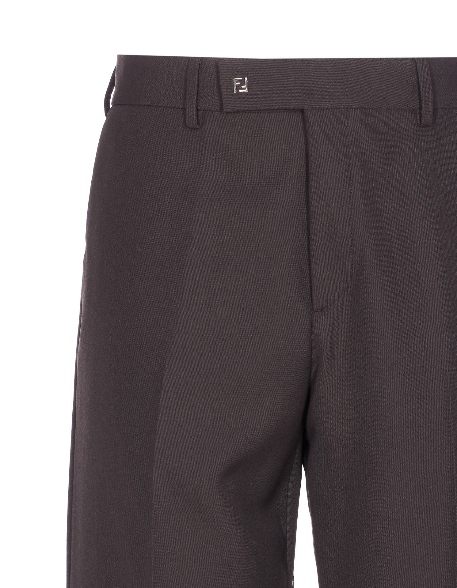Fendi Men Micro Ff Pants In Brown