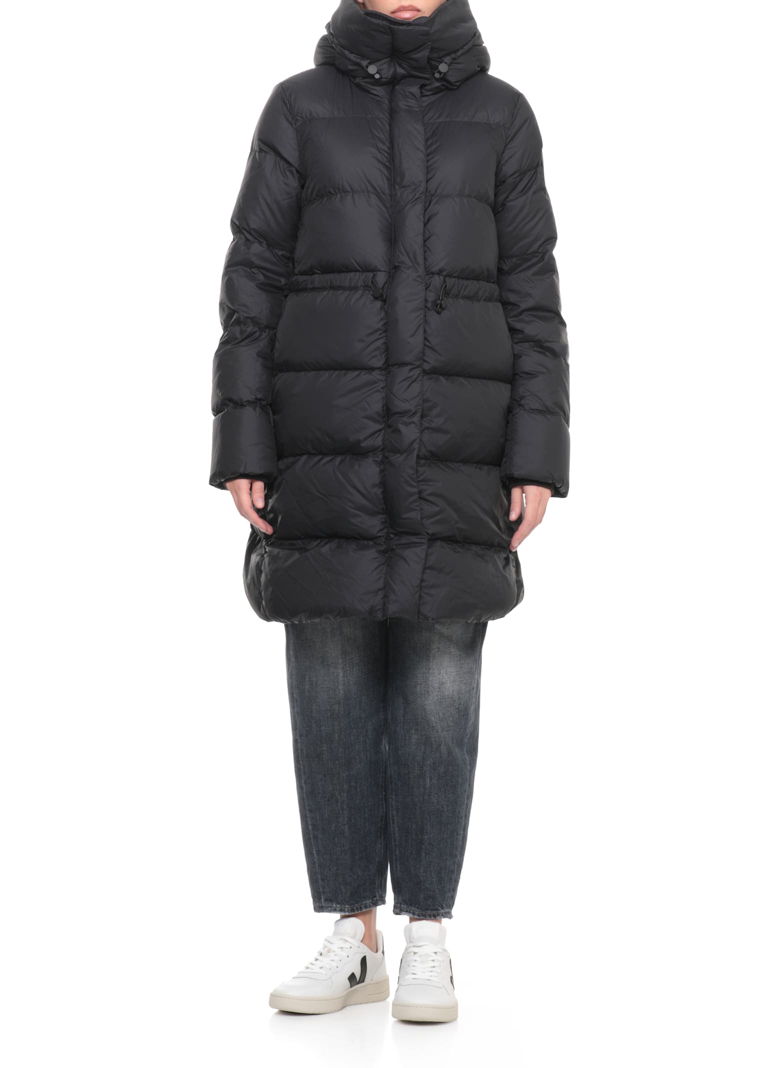 Canada Goose Padded Parka With Hood And Long Sleeves In Black