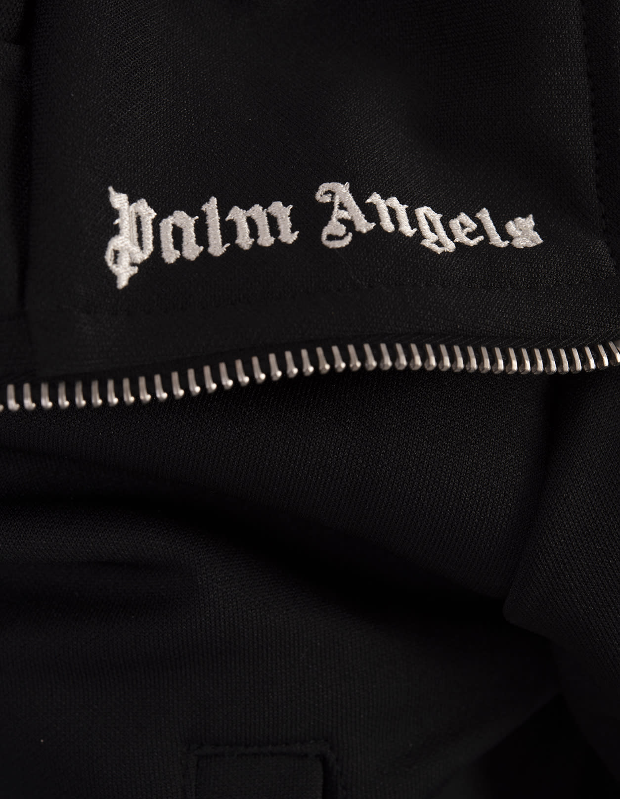 Shop Palm Angels Black Zip-up Sweatshirt With Logo On Neck