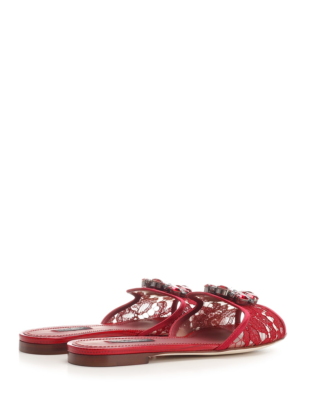 Shop Dolce & Gabbana Taormina Lace Sandals In Red
