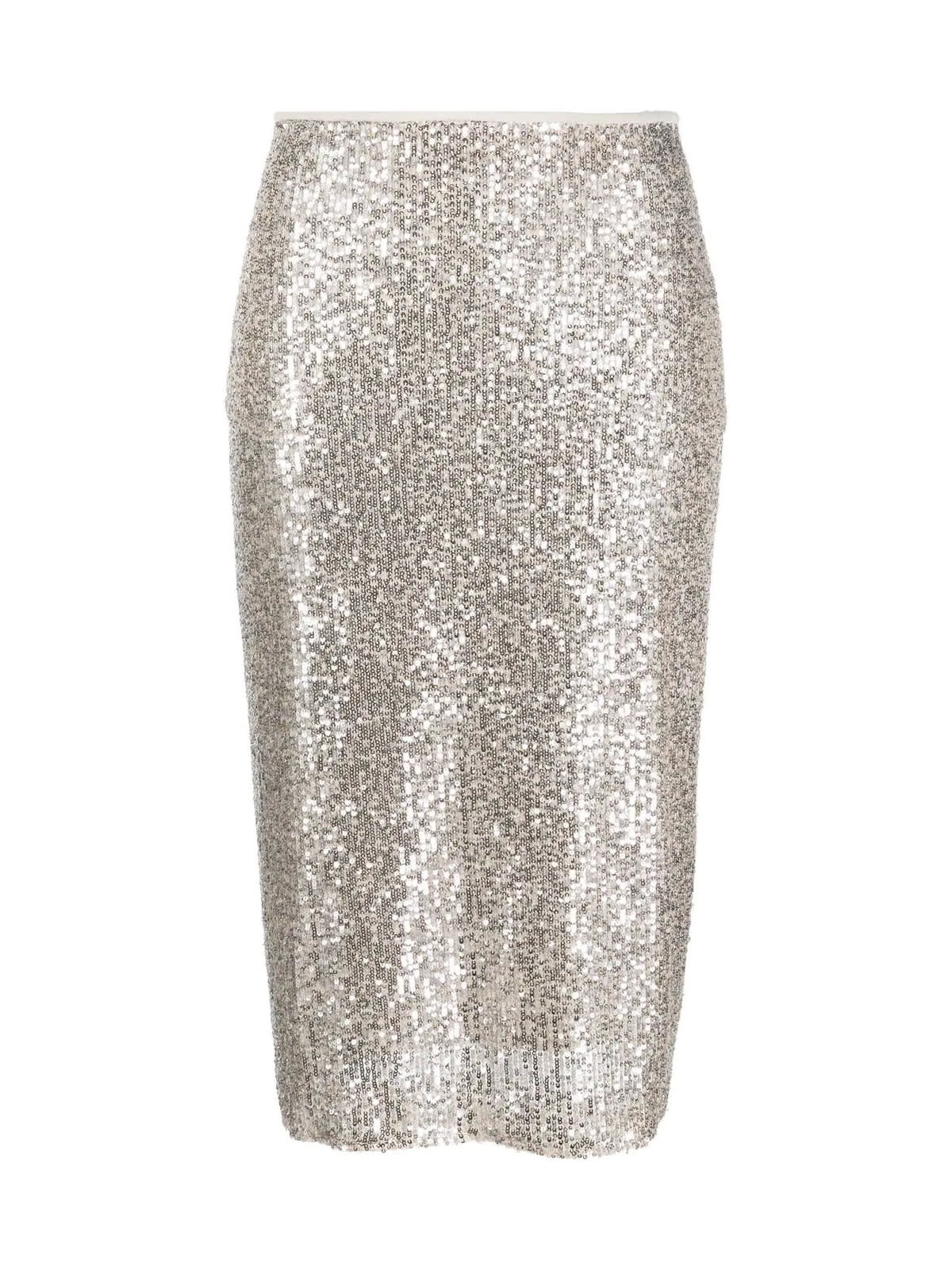 Seventy Sequin-embellished Midi Skirt In Beige