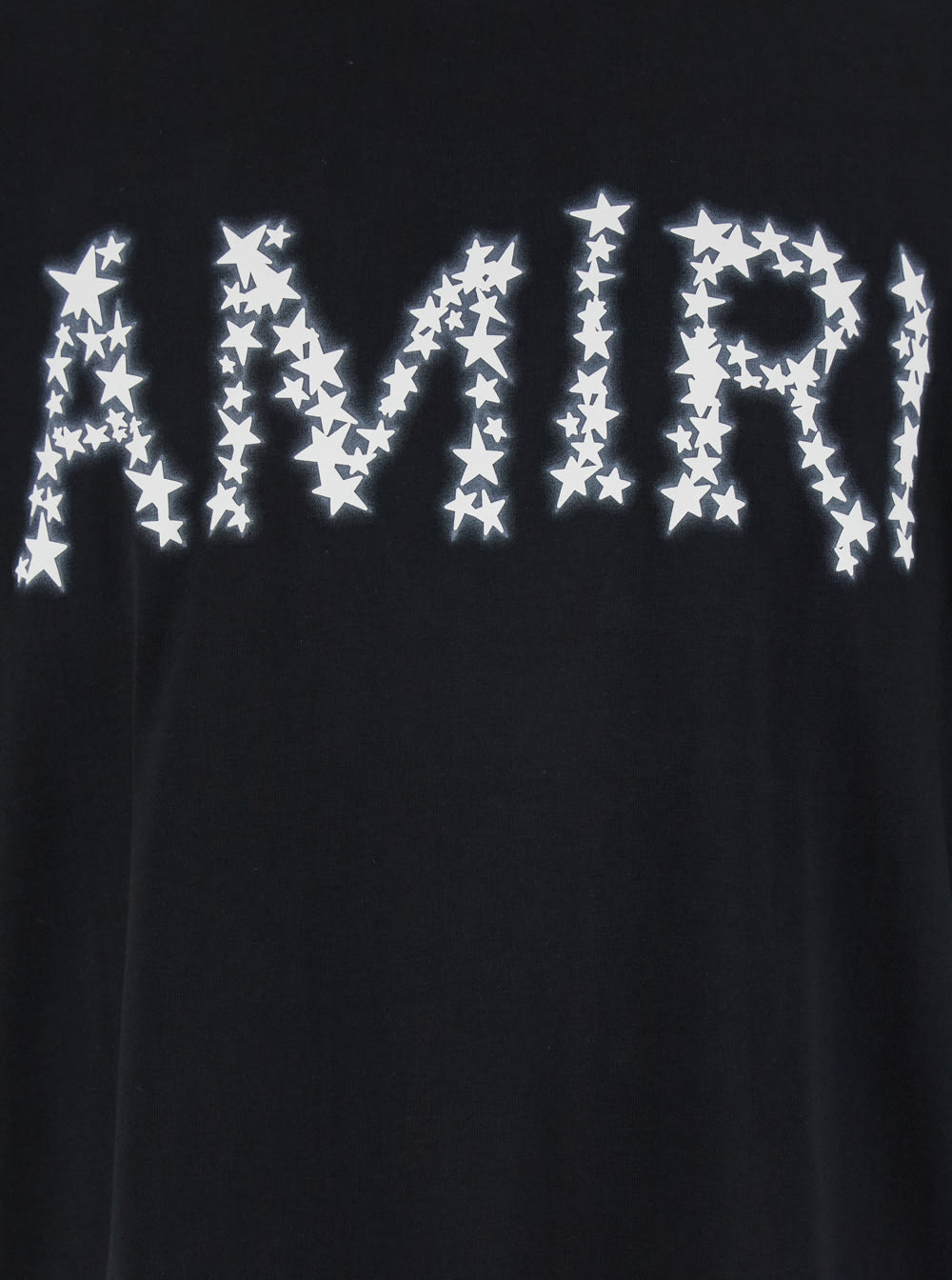 Shop Amiri Black Crewneck T-shirt With  Star Print In Cotton Man