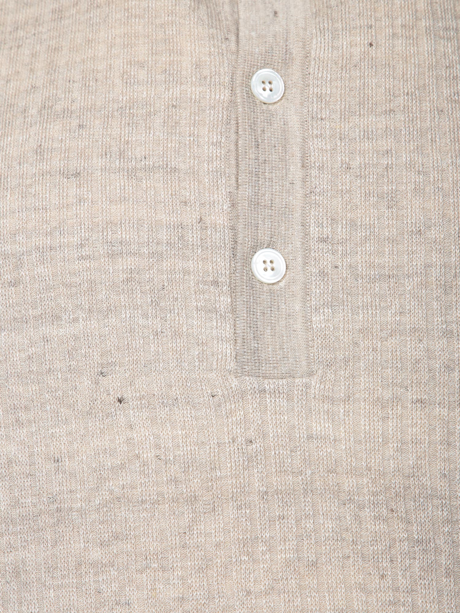 Lardini Textured Beige Polo T-shirt With Buttoned Placket In Beige