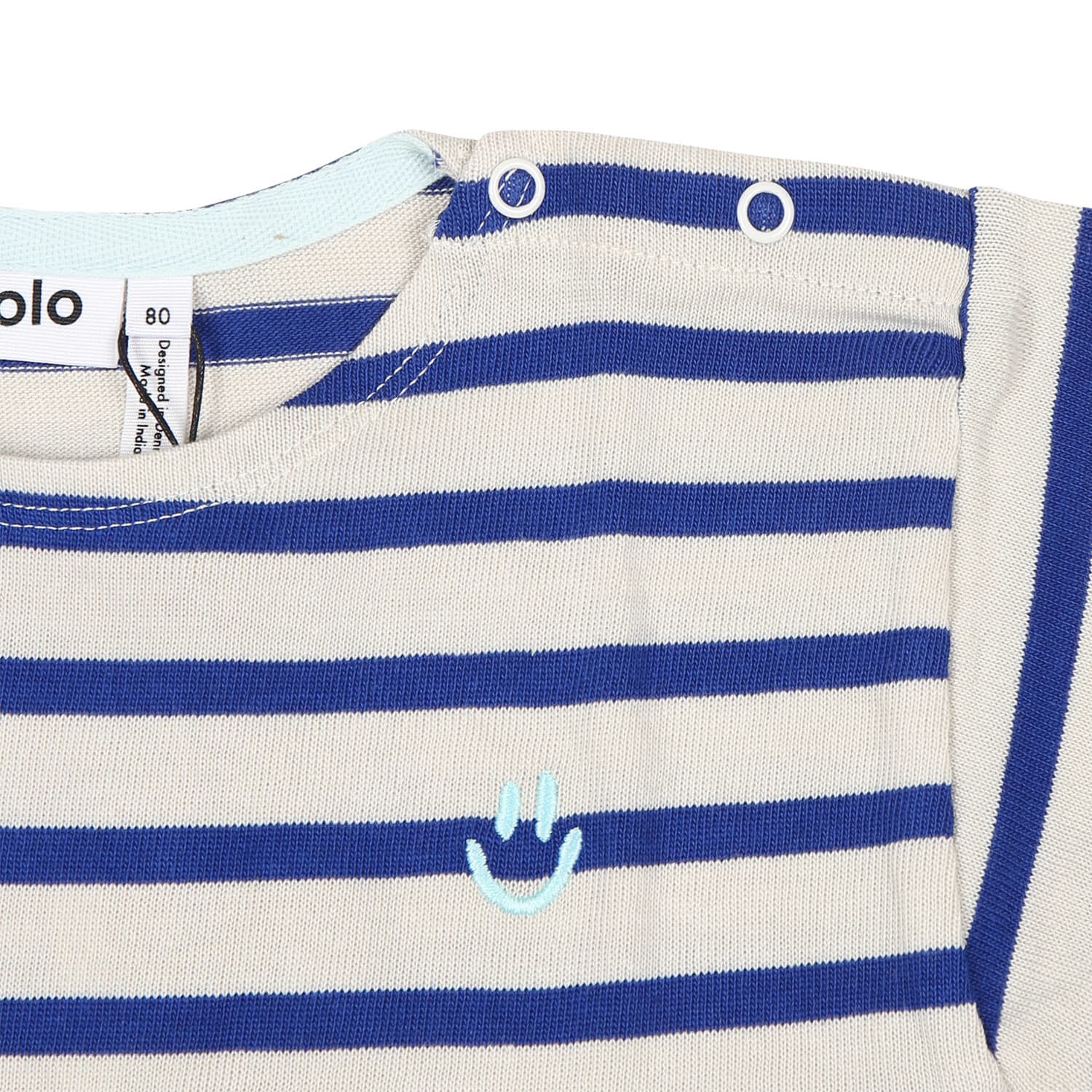 Shop Molo Blue T-shirt For Baby Kids With Smiley In Multicolor