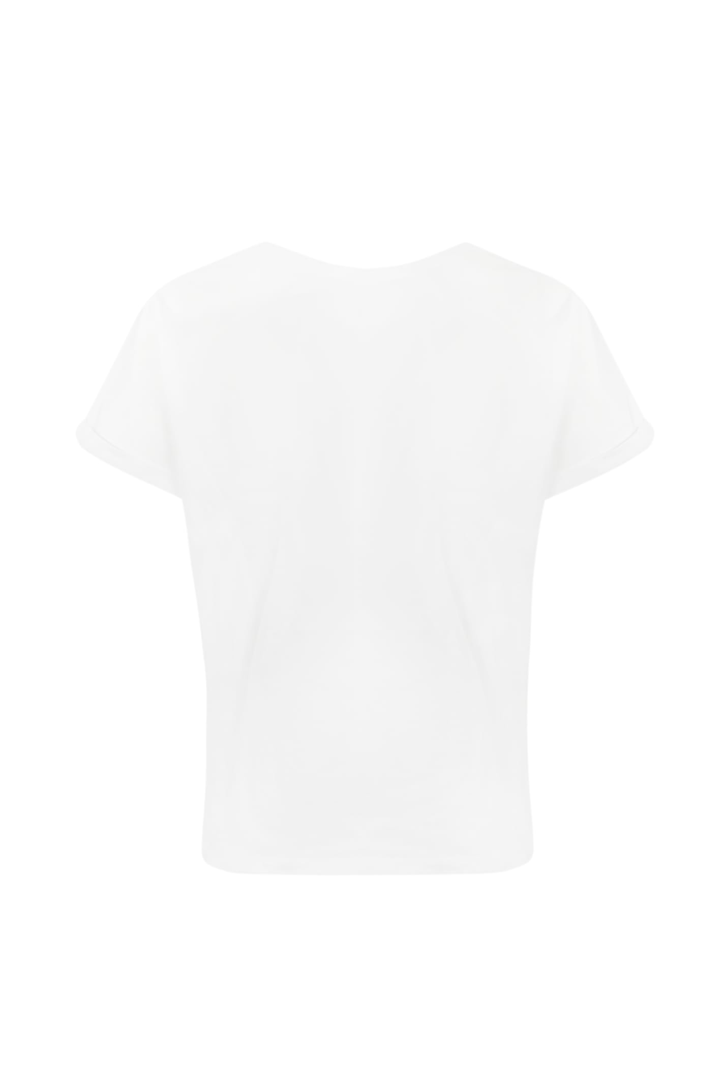 Shop Twinset T-shirt With Label And Rhinestones In Bianco