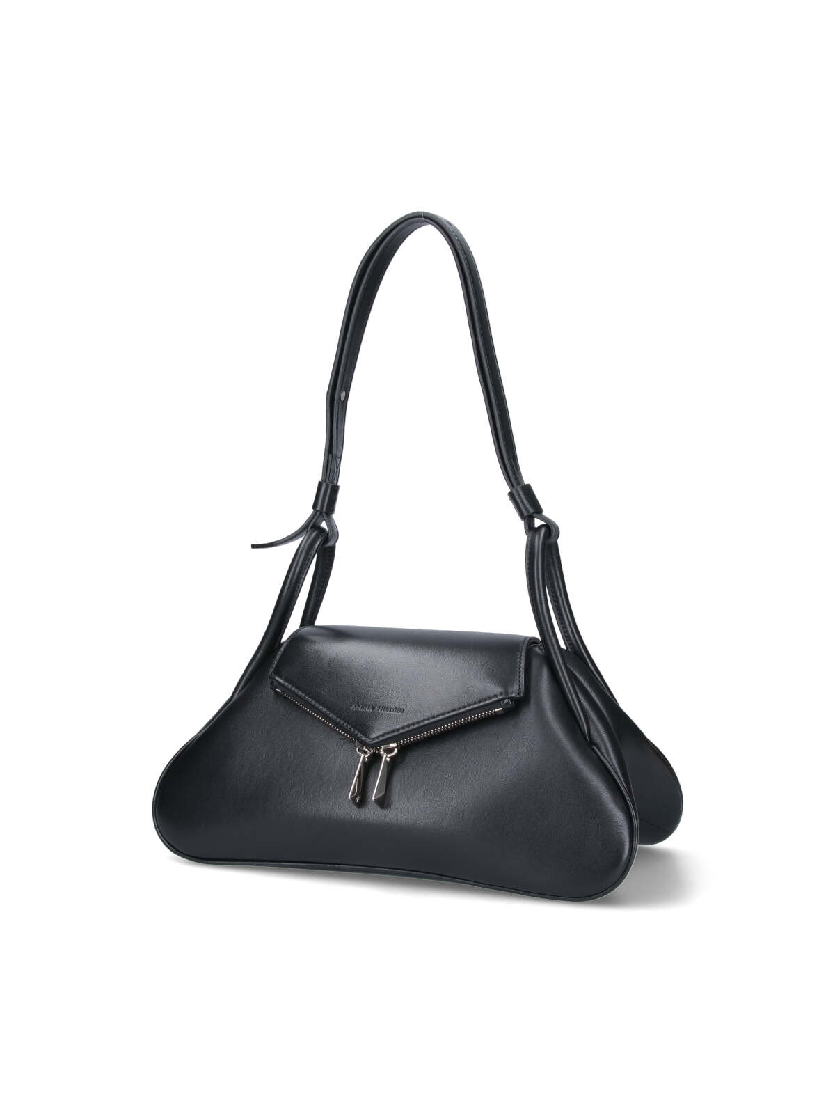 Amina Muaddi Gemini Leather Shoulder Bag In Black