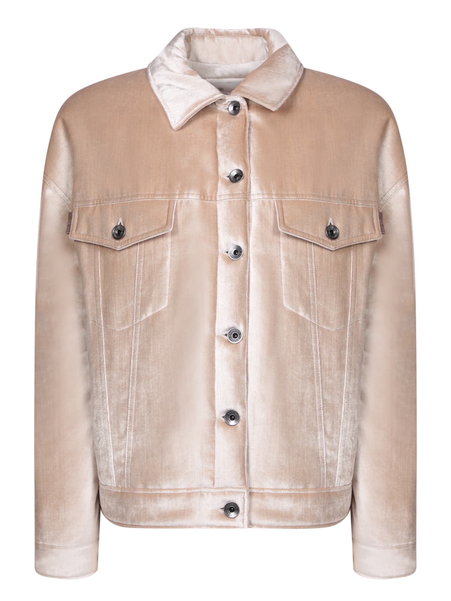 Shop Brunello Cucinelli Beige Velvet Jacket