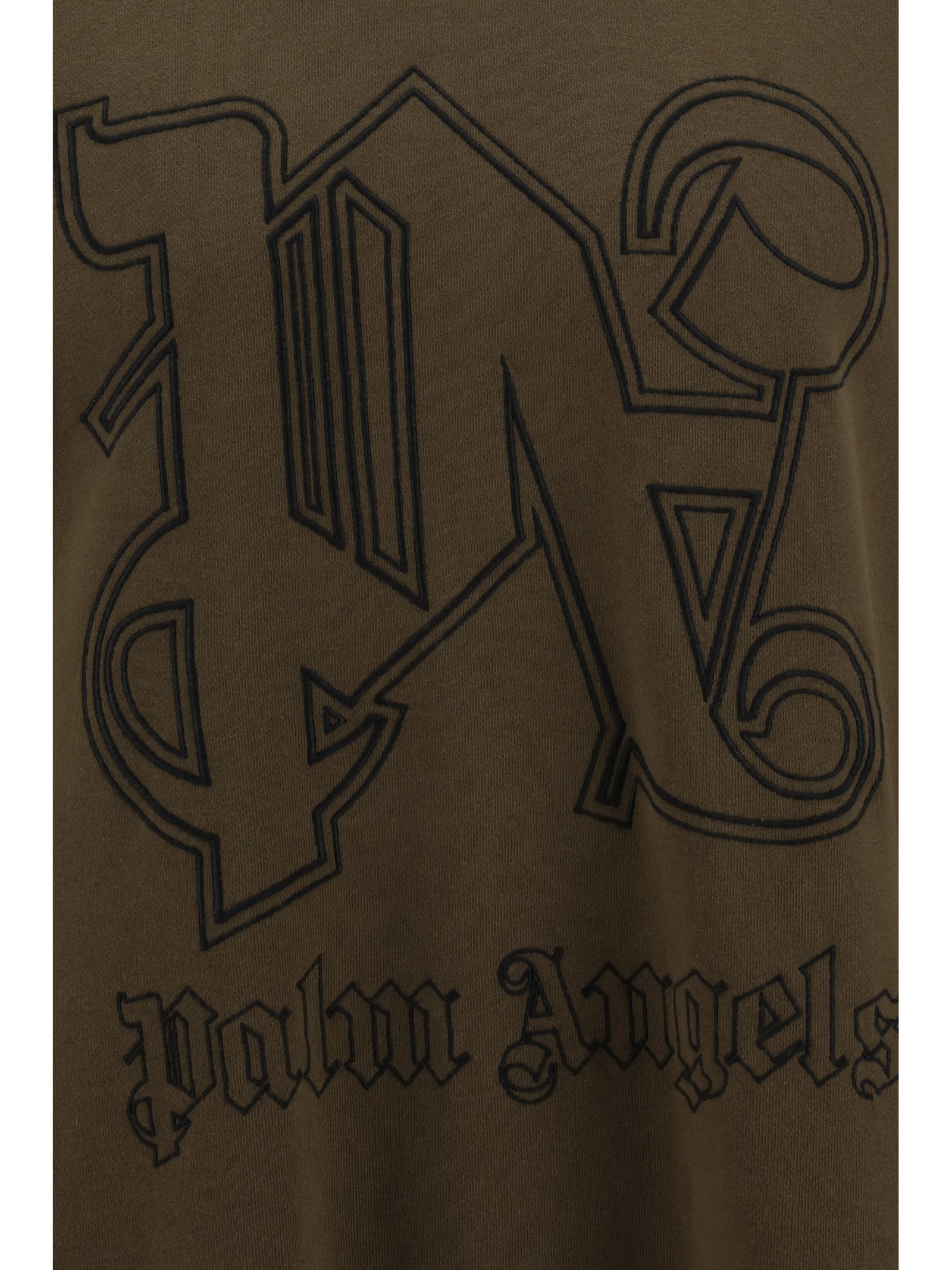Palm Angels Monogram Crewneck Sweatshirt In Brown Bla