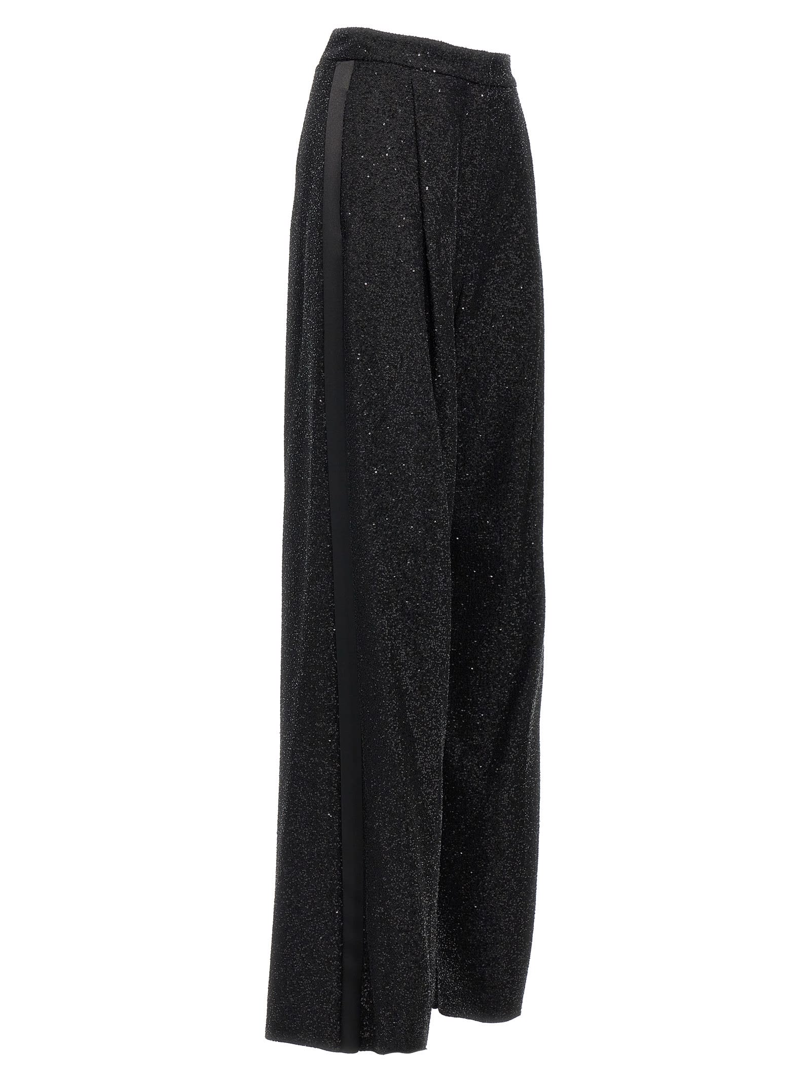Max Mara Navigli Viscose Blend Trouser With Sequins In Black