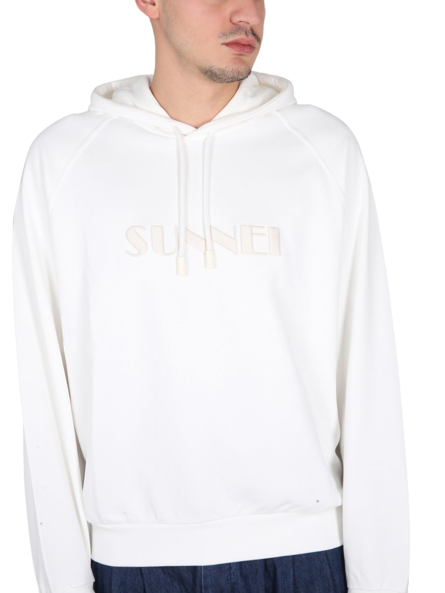 Sunnei Sweatshirt With Logo Embroidery In Beige