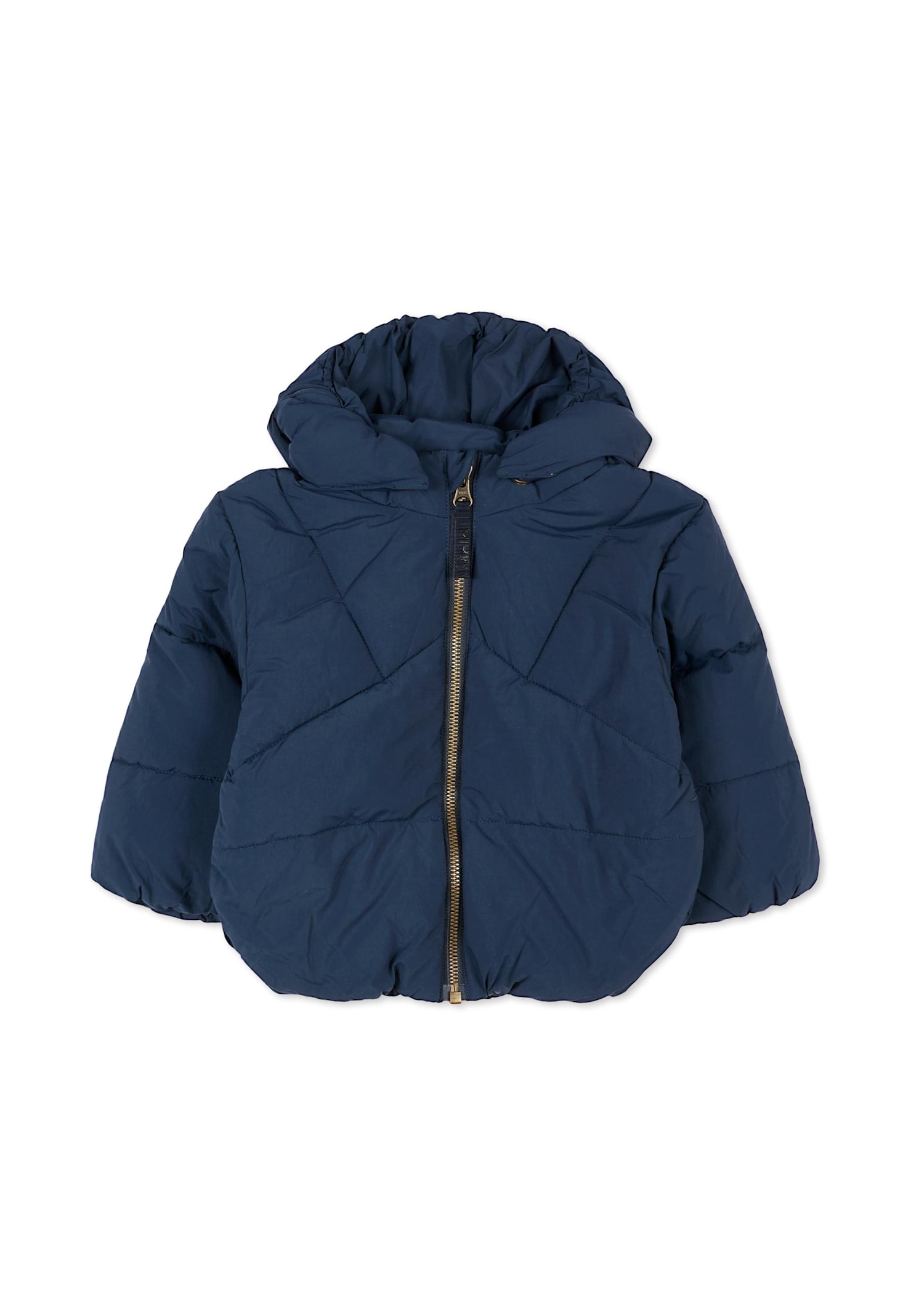 Molo Blue Down Jacket For Baby Boy With Smiley In Blue