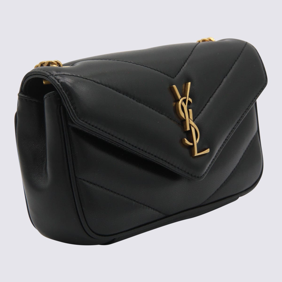 Saint Laurent Loulou Mini Ysl Chain Crossbody Bag In Quilted Leather In Black