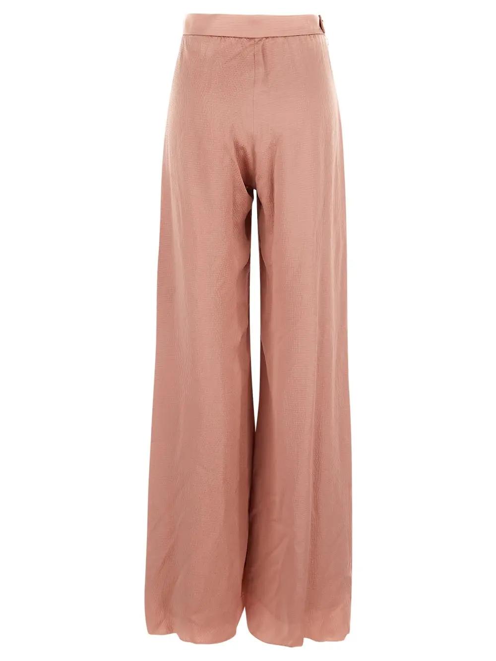 Shop Max Mara Uncino Satin Trousers With Pleats In Pink