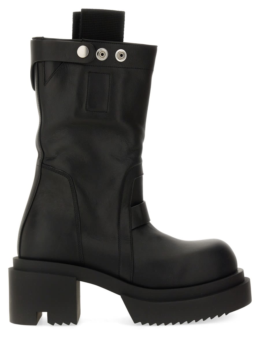 Rick Owens Block Heel Mid-calf Leather Boots In Black