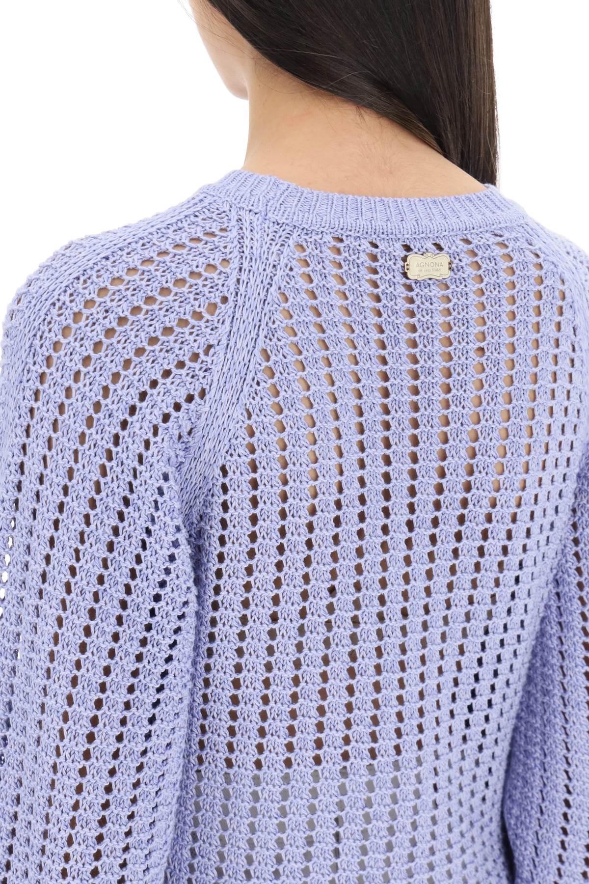 Shop Agnona Cotton Silk Sweater In Glicine (purple)