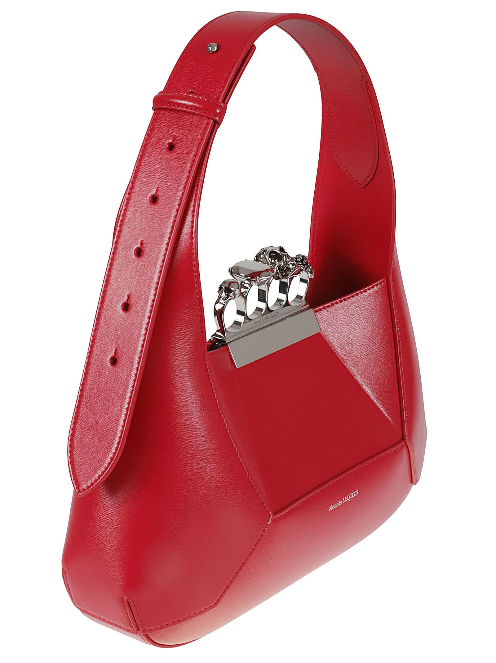 Shop Alexander Mcqueen The Jeweled Hobo Bag In Welsh Red