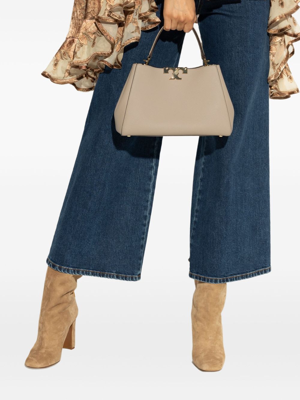 Tory Burch Eleanor Medium Leather Satchel Bag In Brown