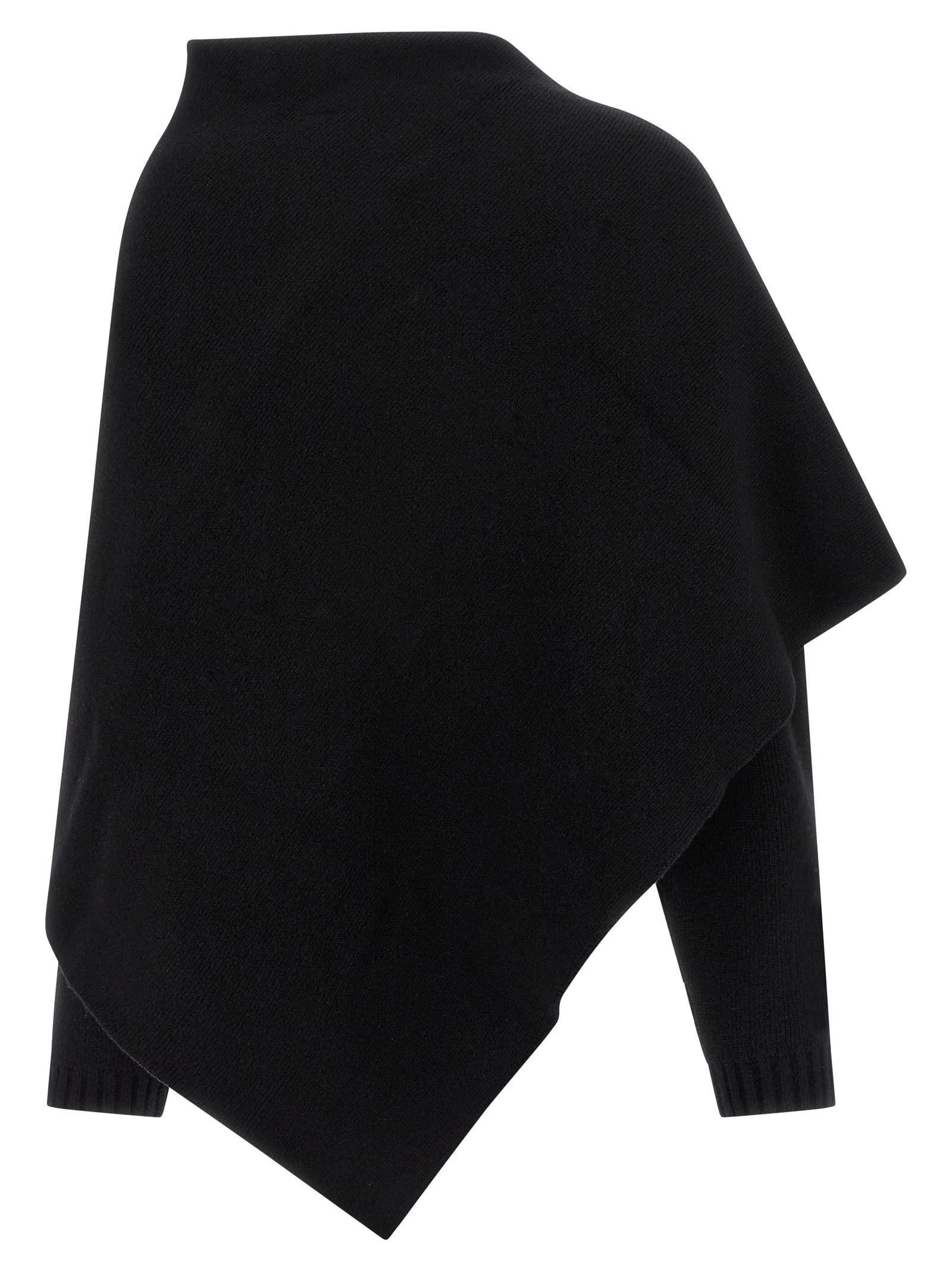 Alberta Ferretti Draped Knit Cardigan With Ribbed Accents In Black