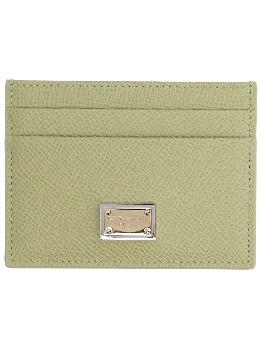 Dolce & Gabbana Leather Card Holder In Green