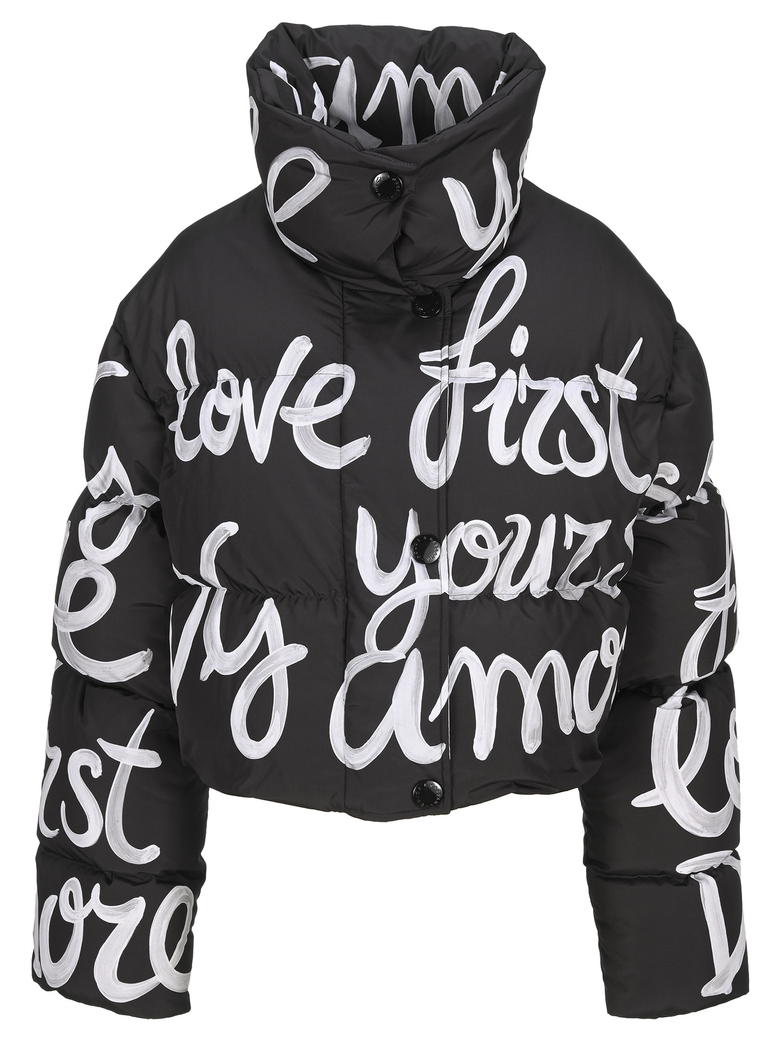 Dolce & Gabbana Dolce & gabbana Short Nylon Down Jacket With Dg Love Yourself Print