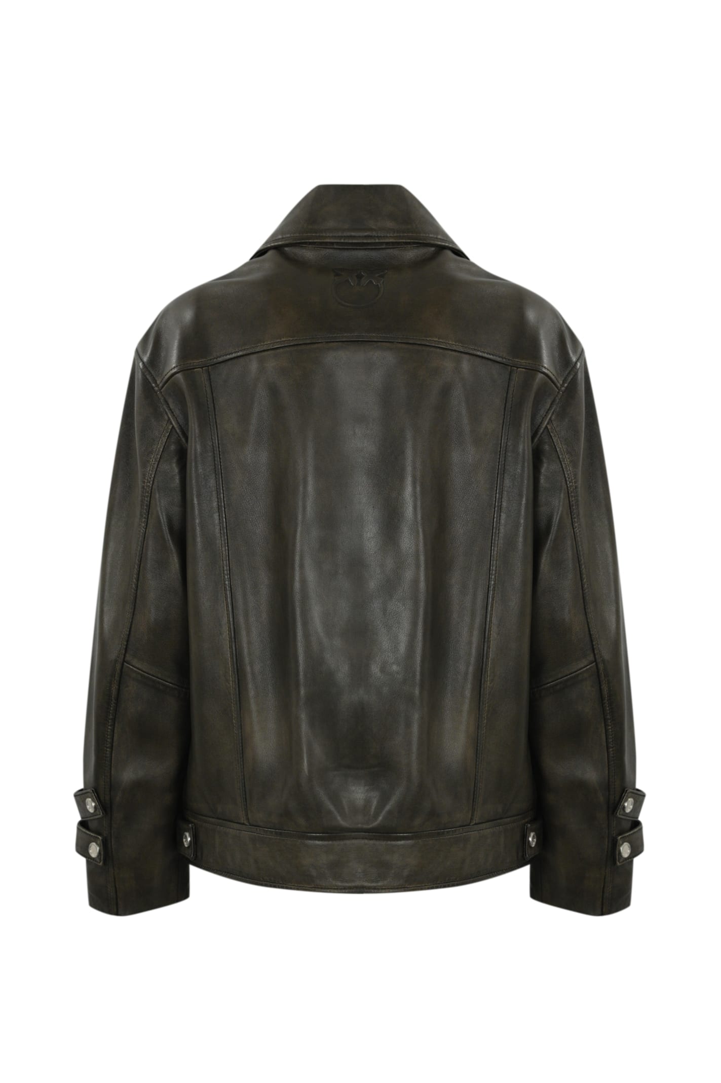 Shop Pinko Grotta Leather Jacket In Nero