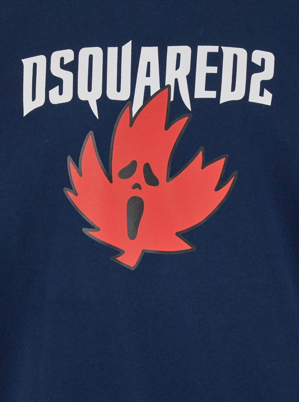 Shop Dsquared2 Blue Crewneck Sweatshirt With Screaming Maple In Cotton Man